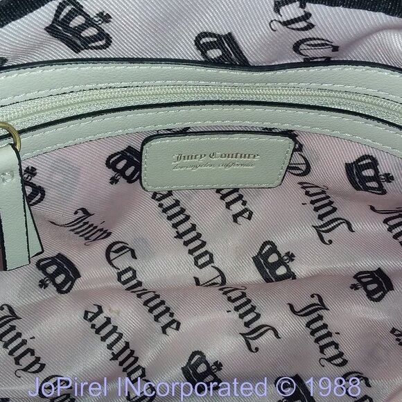 Pre-Owned Juicy Couture Black Velour Creme Styled Vintage HandBag - Picture 11 of 12